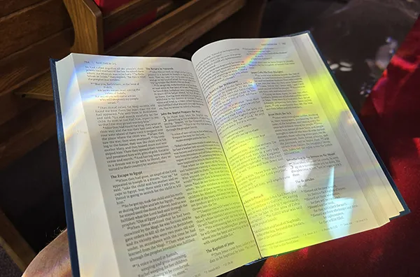 a bible in the sunlight